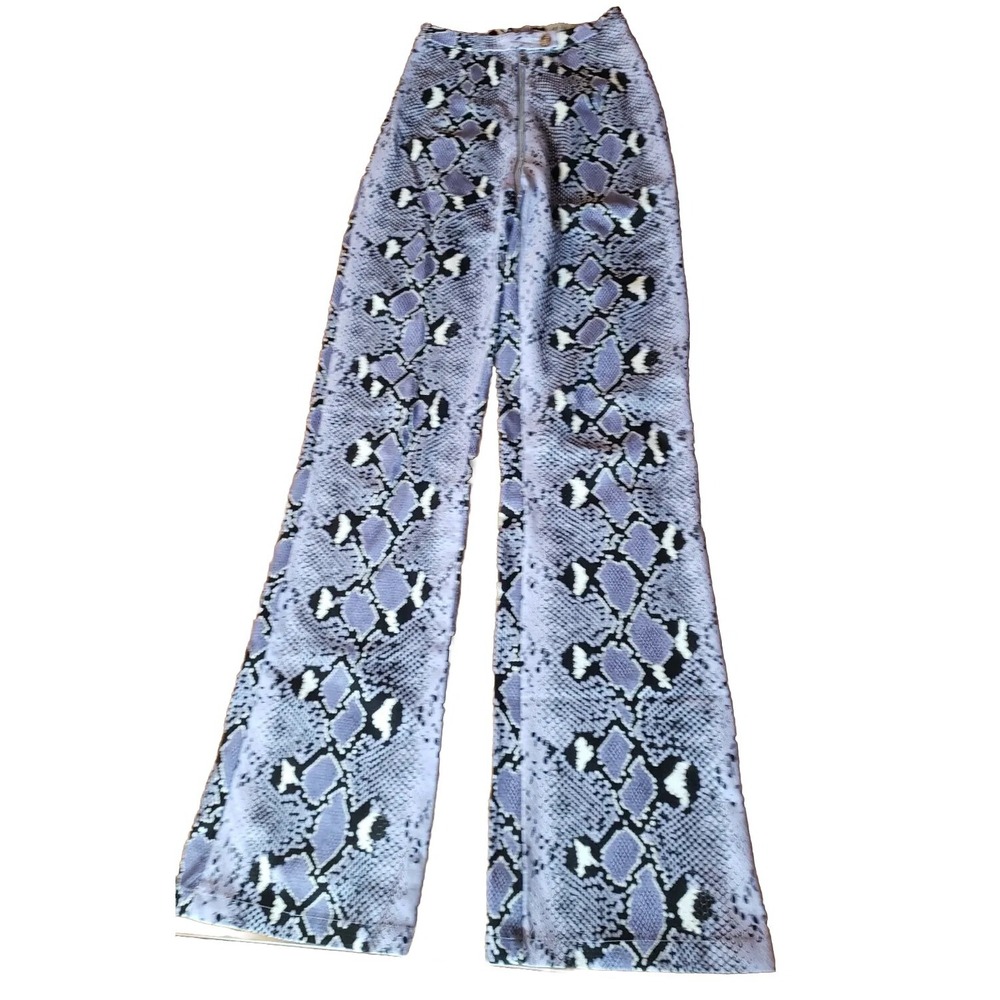 Sz 0 Oh Polly Purple Vegan Snakeskin Pants Trousers Woman's Tall Length 33" EUC